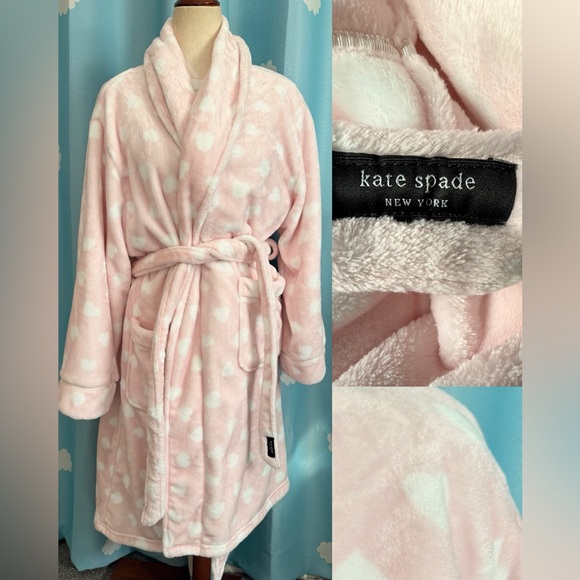 kate spade Other - Kate Spade pink hearts soft plush bathrobe. L